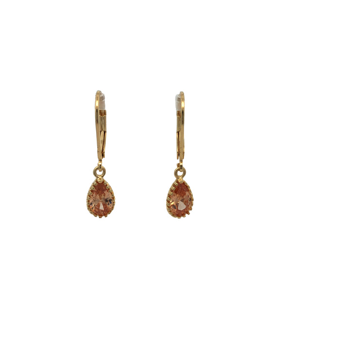 Sterling Silver Gold Filled Champagne Coloured Stone Earrings
