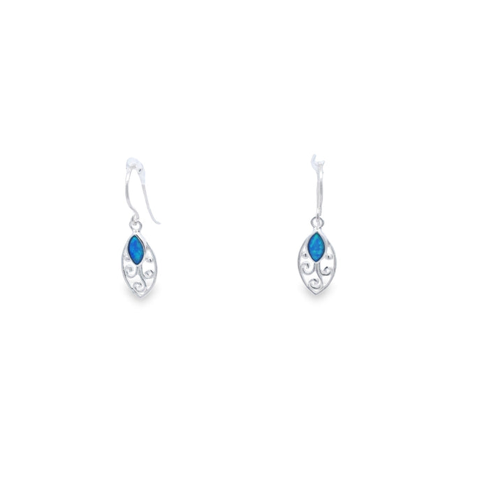 Sterling Silver Filigree Blue Opalite Earring Shephook