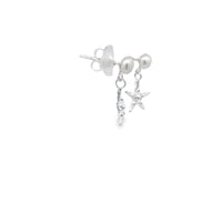 Sterling Silver Pearl With Starfish Dangle Stud Earrings