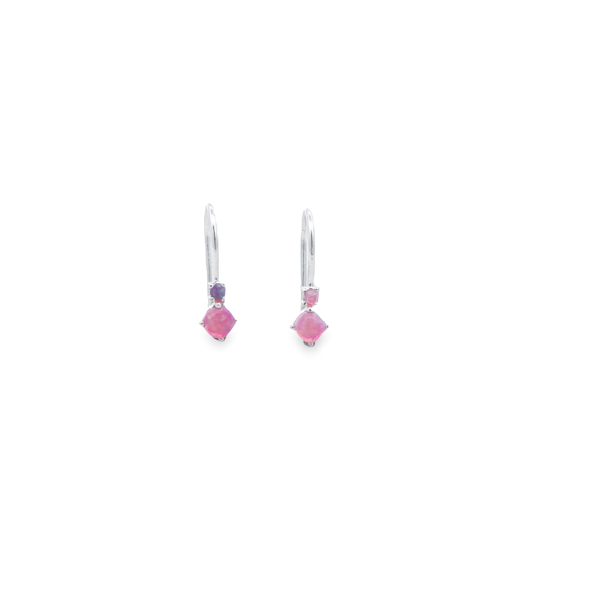 Sterling Silver Two Piece Pink Opalite Shephook Earrings