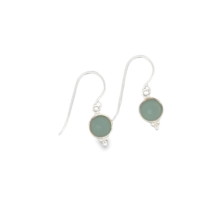 Sterling Silver Green Chalcedony With Drop Earrings
