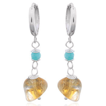 Onatah Sterling Silver Amazonite And Citrine Drop Earrings With Shephooks
