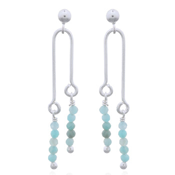 Onatah Sterling Silver Stud Drop Earrings With Amazonite Beads