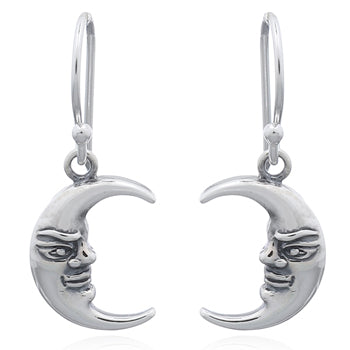 Onatah Sterling Silver Moon Face Earrings With Shep Hooks