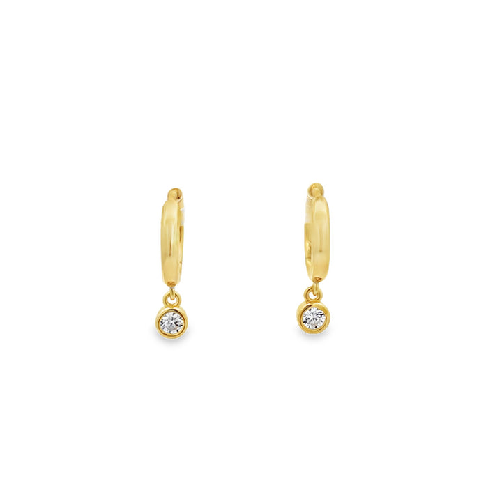 Lustra Sterling Silver Gold Plated Cz Drop Huggie Earrings