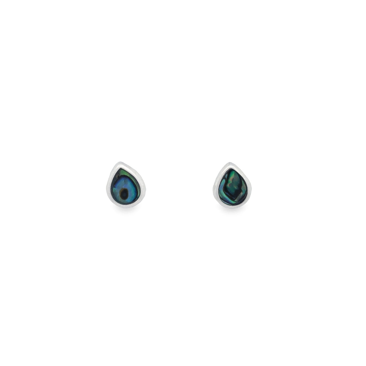 Onatah Sterling Silver Pear Shaped Paua Shell Bezel Set Studs