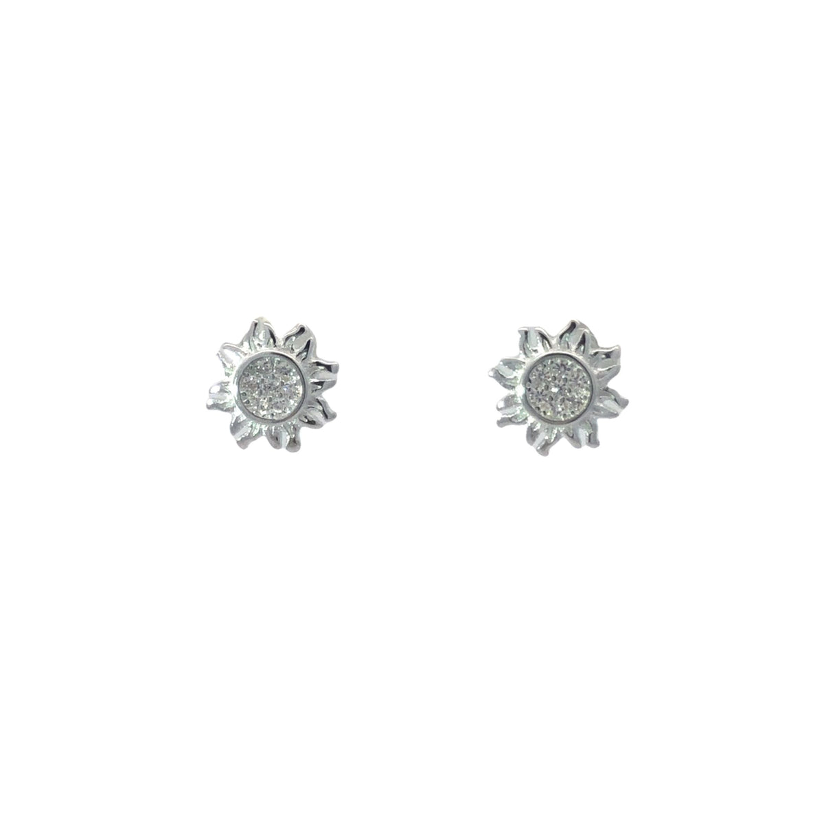 Onatah Sterling Silver Cz Sun Stud Earrings