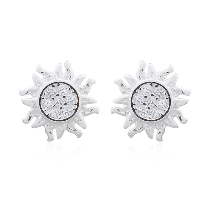 Onatah Sterling Silver Cz Sun Stud Earrings