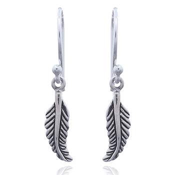 Onatah Sterling Silver Feather Dangles With Shephooks