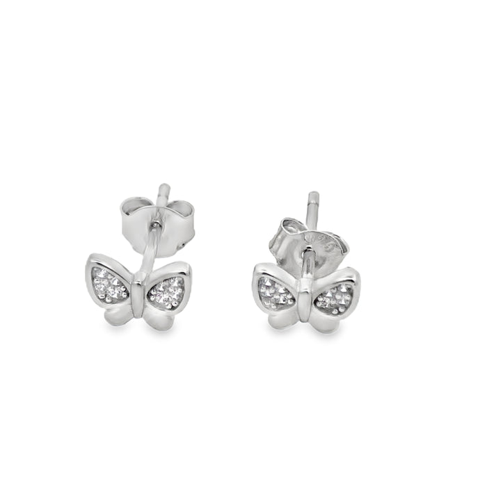 Onatah Sterling Silver Cz Butterfly Stud Earrings