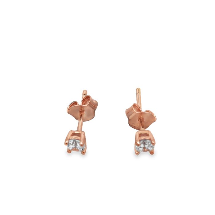 Lustra Sterling Silver Rose Gold Plated 3.5Mm Round Cz Stud Earrings