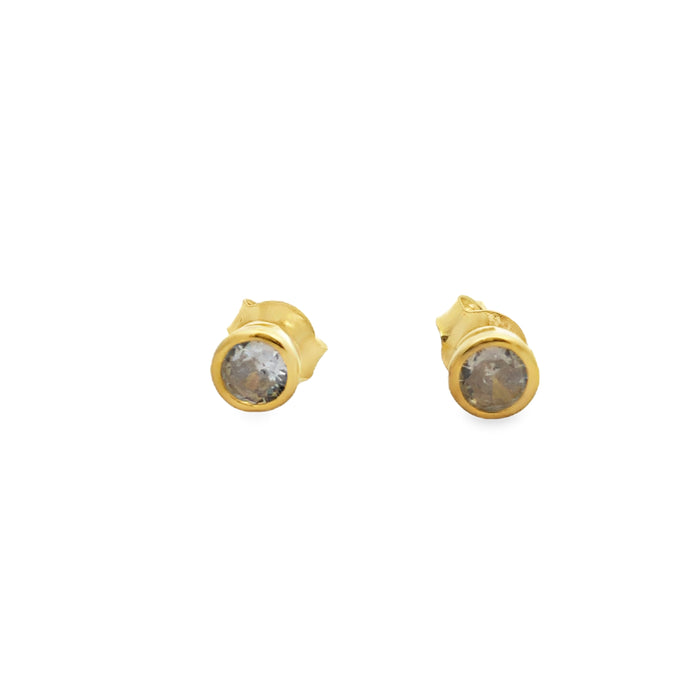 Lustra Sterling Silver Yellow Gold Plated Bezel Set 4Mm Cz Stud Earrings