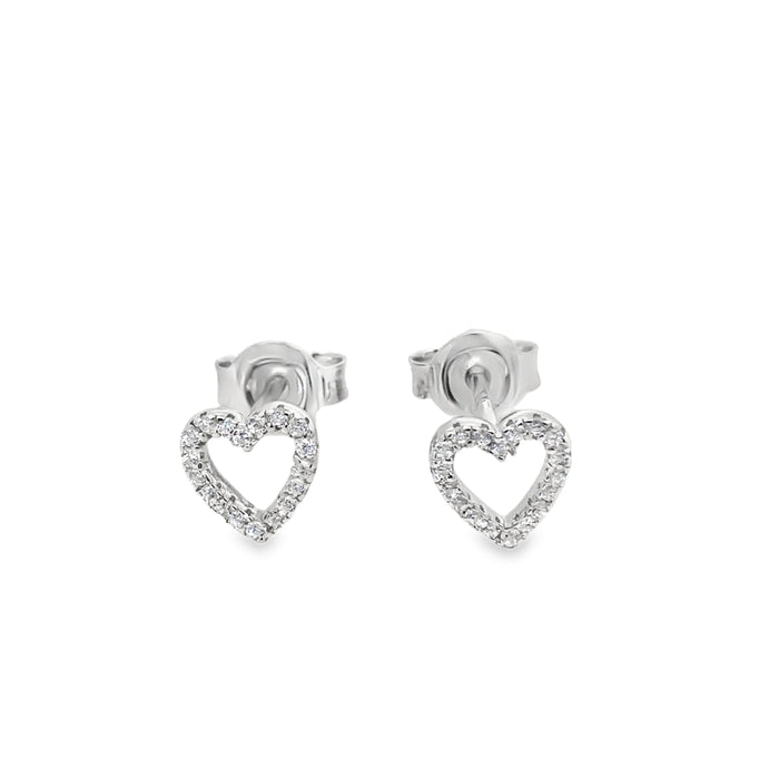 Lustra Sterling Silver Cz Set Heart Stud Earrings