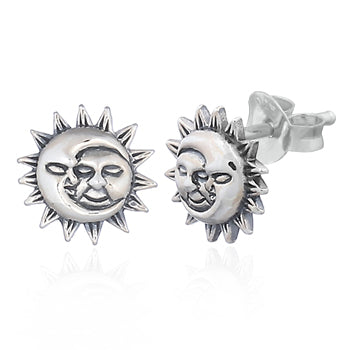 Onatah Sterling Silver Sun/Moon Face Stud Earrings