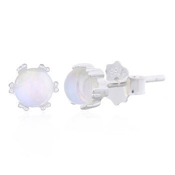 Onatah Sterling Silver Ab Cabochon Crystal Stud Earrings