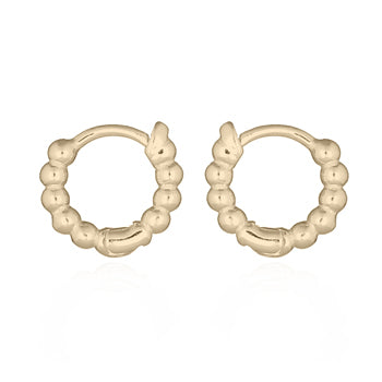 Onatah Sterling Silver Gold Plated Ball Detail Mini Huggie Earrings