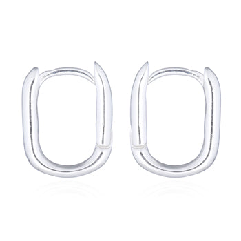 Onatah Sterling Silver Small Cushion Rectangle Shaped Huggie Earrings