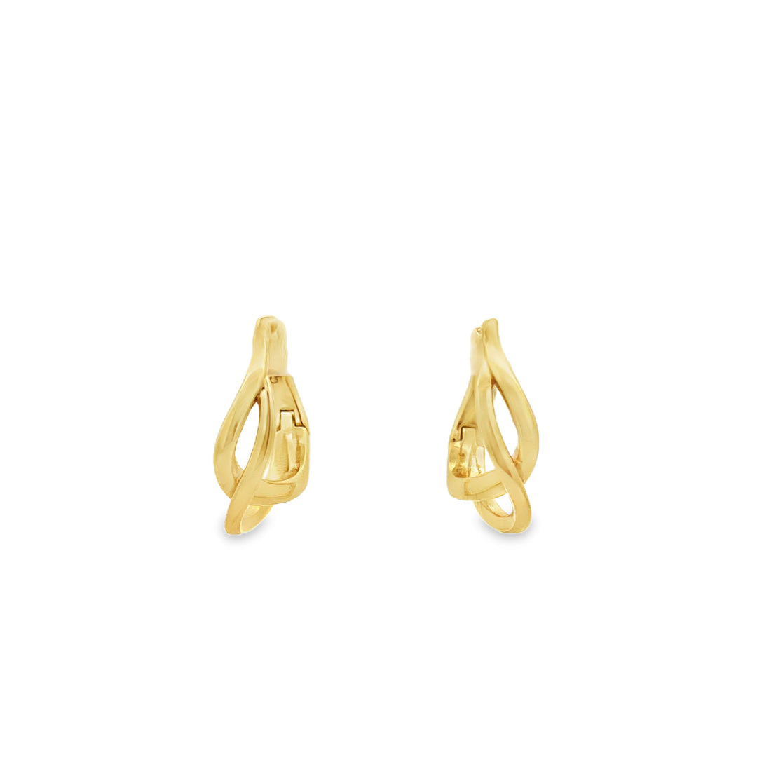 Lustra Sterling Silver Yellow Gold Plated Crossover Huggie Hoops