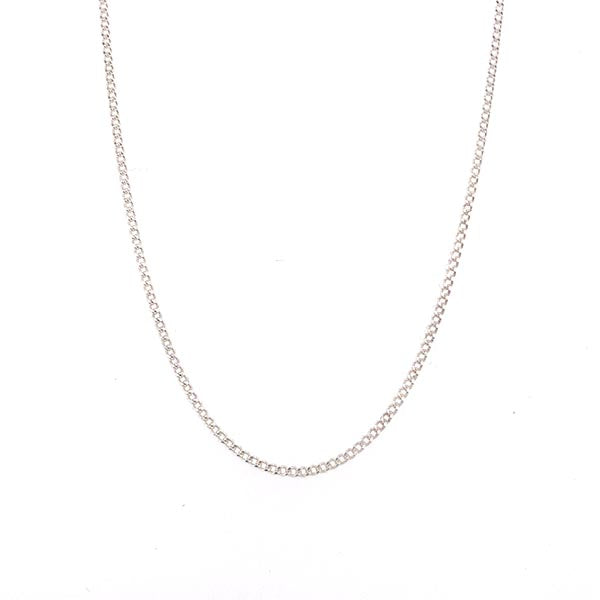 Silver Diamond Cut Curb Chain 40cm