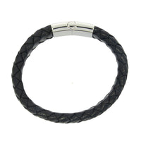 Black Leather Wide Braided Bracelet