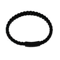 Black Leather Plaited Bracelet