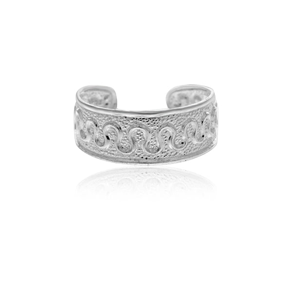 Silver Toe Ring - Textured/Wavy Line