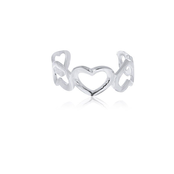Silver Toe Ring - Open Hearts