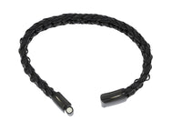 Black Leather Braided Bracelet With Polished Black Chain Throughout And Polished Black Clasp