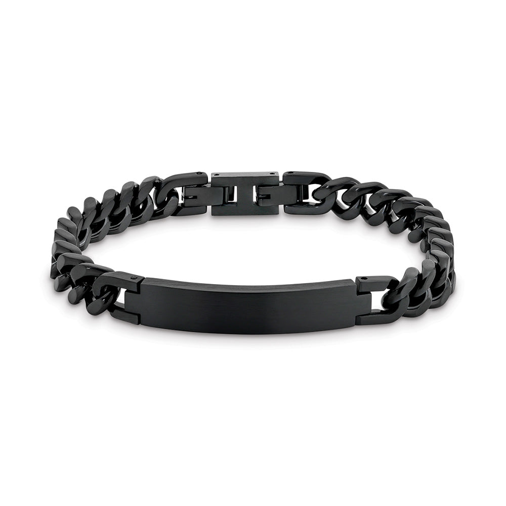 Stainless Steel Black Ion Plated Curb Link Id Bracelet 19.5Cm + 1.5Cm