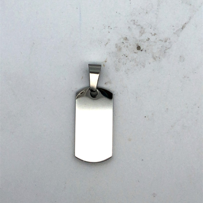 Stainless Steel Engraveable Dog Tag Pendant - Small