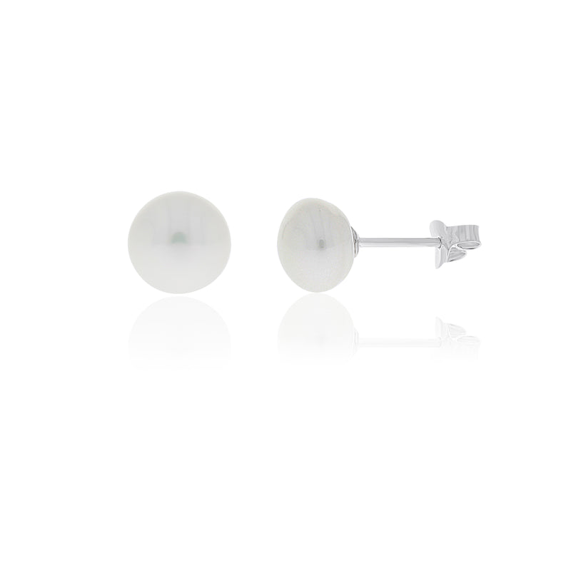 Sterling Silver Freshwater Pearl Stud Earrings - 8Mm