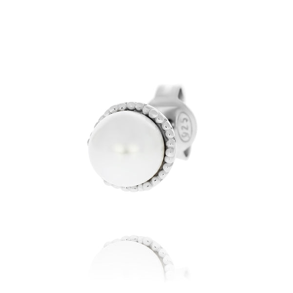 Silver White Freshwater Pearl Studs