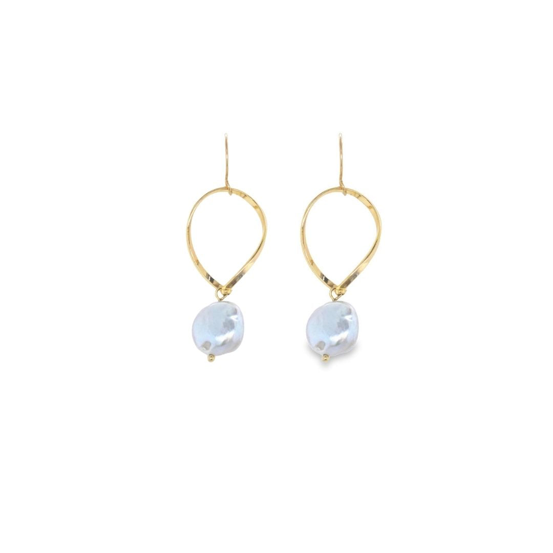 Gold Plated Open Twist With Freshwater Pearl Drop Earrings