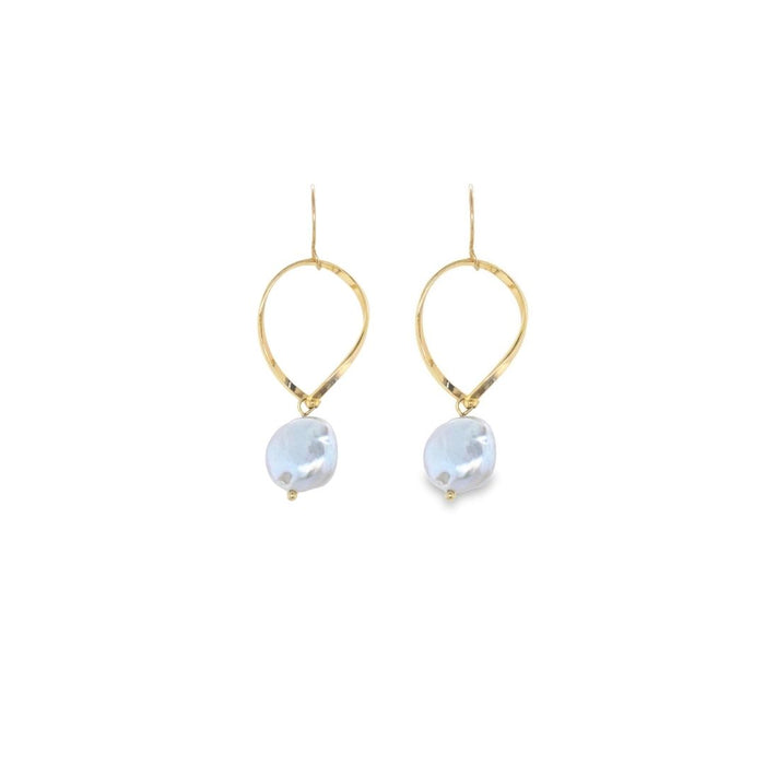 Gold Plated Open Twist With Freshwater Pearl Drop Earrings