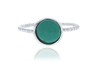 Silver Beaded Band Ring Turquoise