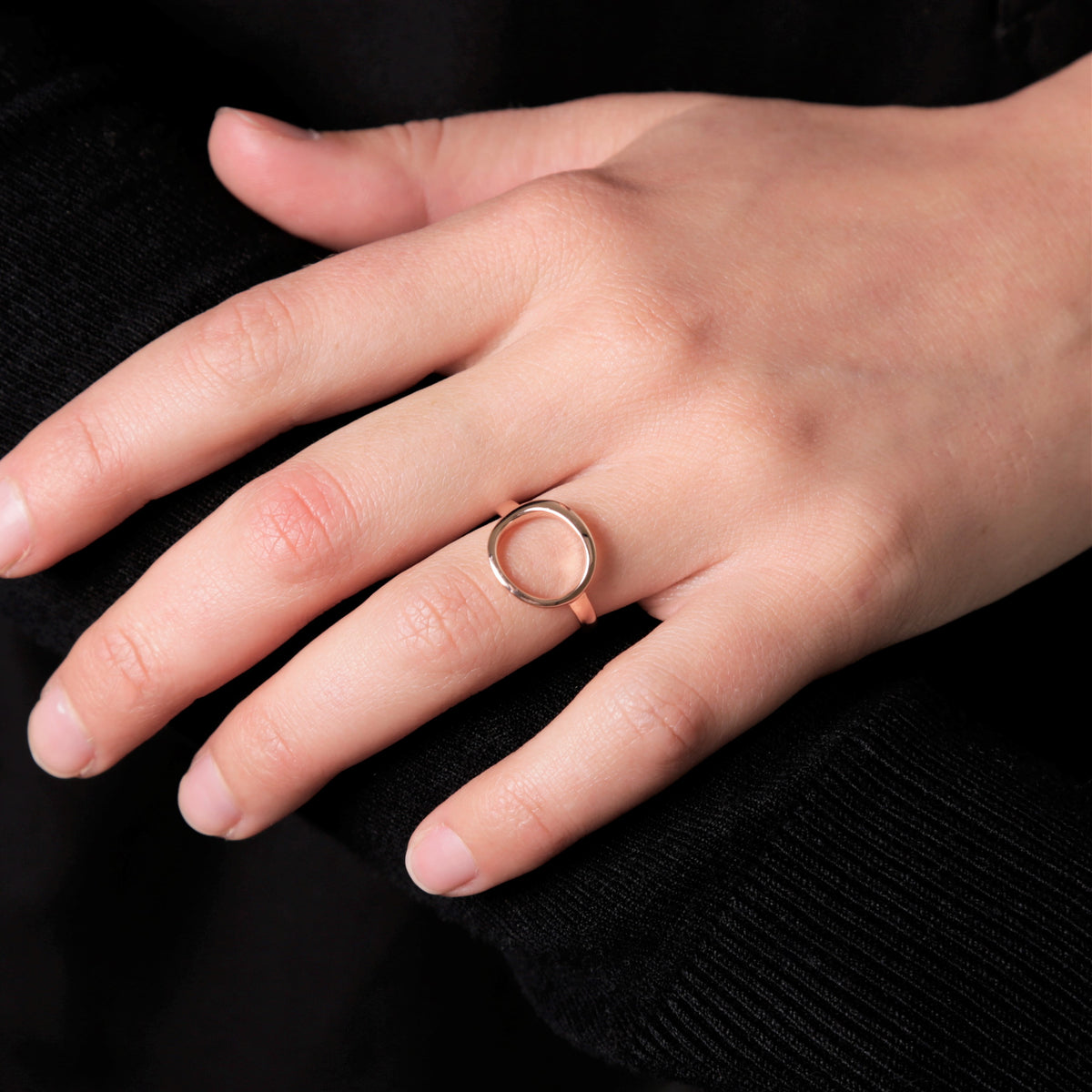 Rose Gold Plated Open Oval Ring