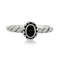 Silver Twist Band Ring With Onyx - Stacker Ring