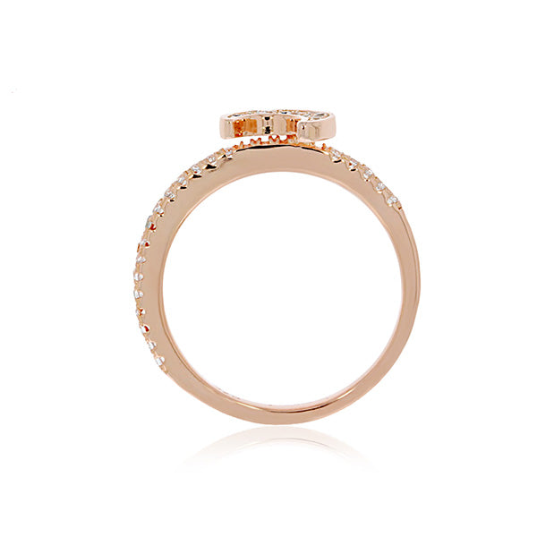 Rose Gold Plated Crescent Moon CZ Ring