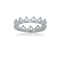 Silver Beaded Crown Ring - Stacker Ring