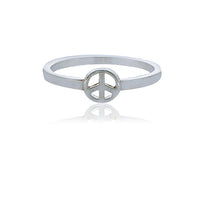 Silver Peace Sign Ring