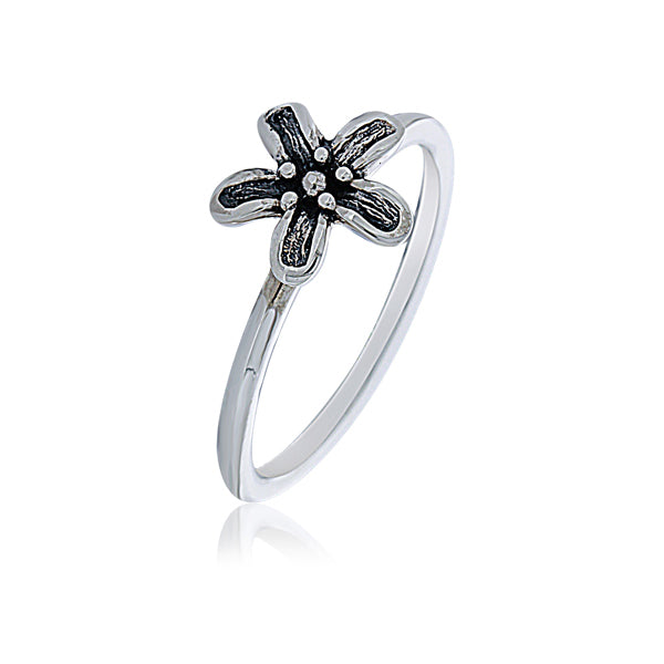 Silver Flower Power Ring - Stacker Ring