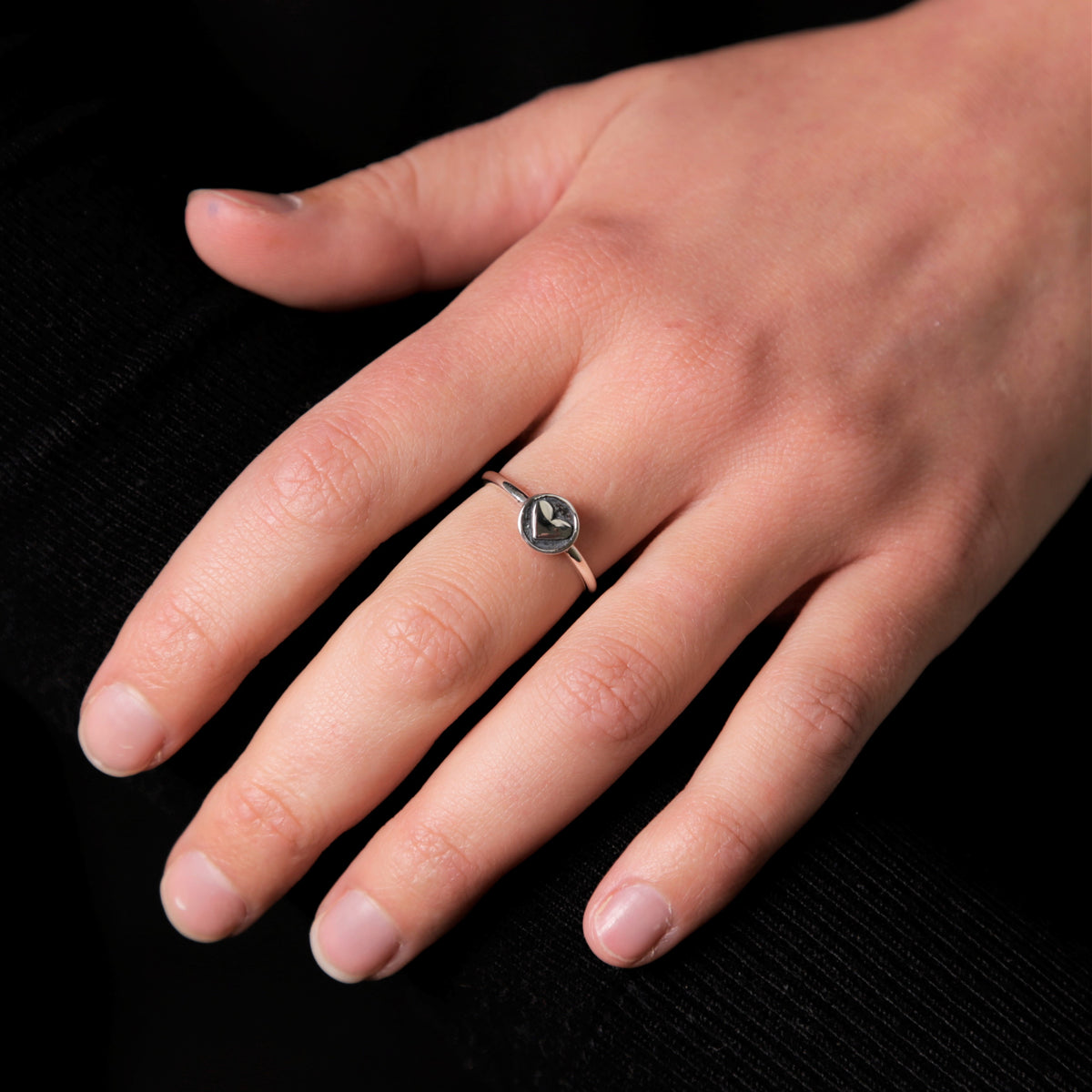 Silver Heart Imprint Ring - Stacker Ring