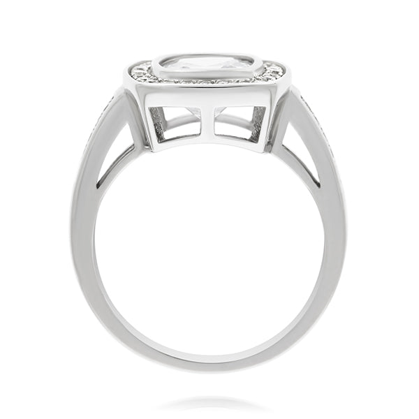 Silver Cushion Cubic Zirconia Halo Ring