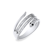 Silver CZ Coiled Snake Ring