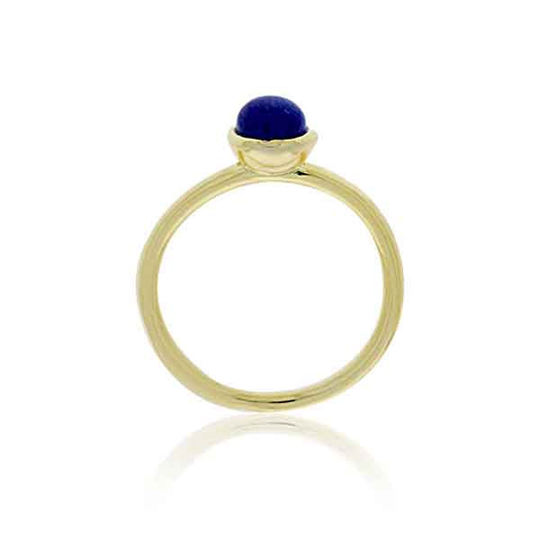 Mojo Yellow Gold Plated Stacker Ring With Lapis Lazuli - Stacker Ring