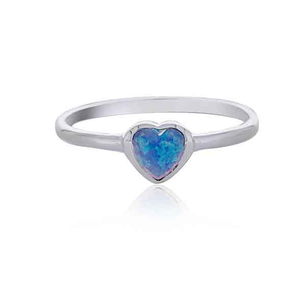 Sterling Silver Heart Shaped Blue Opalite Ring