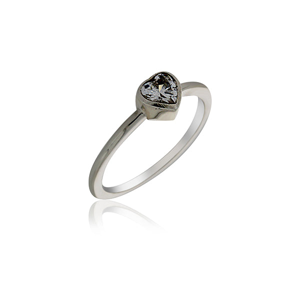 Silver Heart Ring With CZ