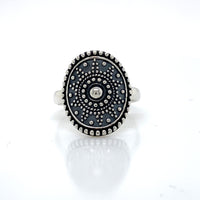 Silver Oval Mini Aztec Pattern Ring