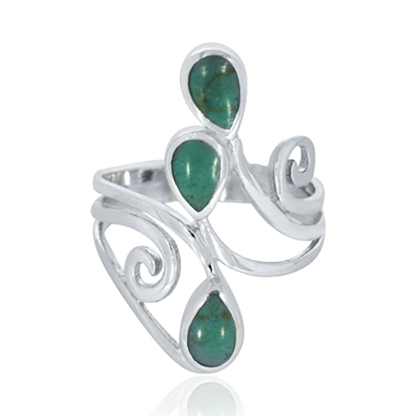 Silver Ring With Swirl And Stone Turquoise