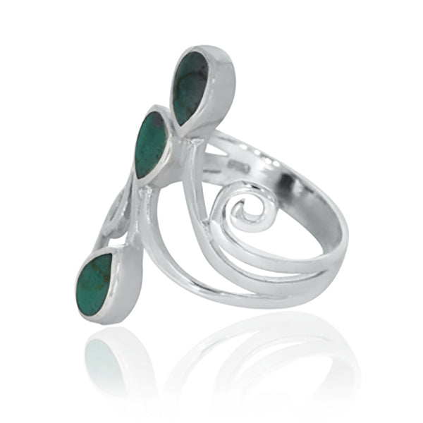 Silver Ring With Swirl And Stone Turquoise